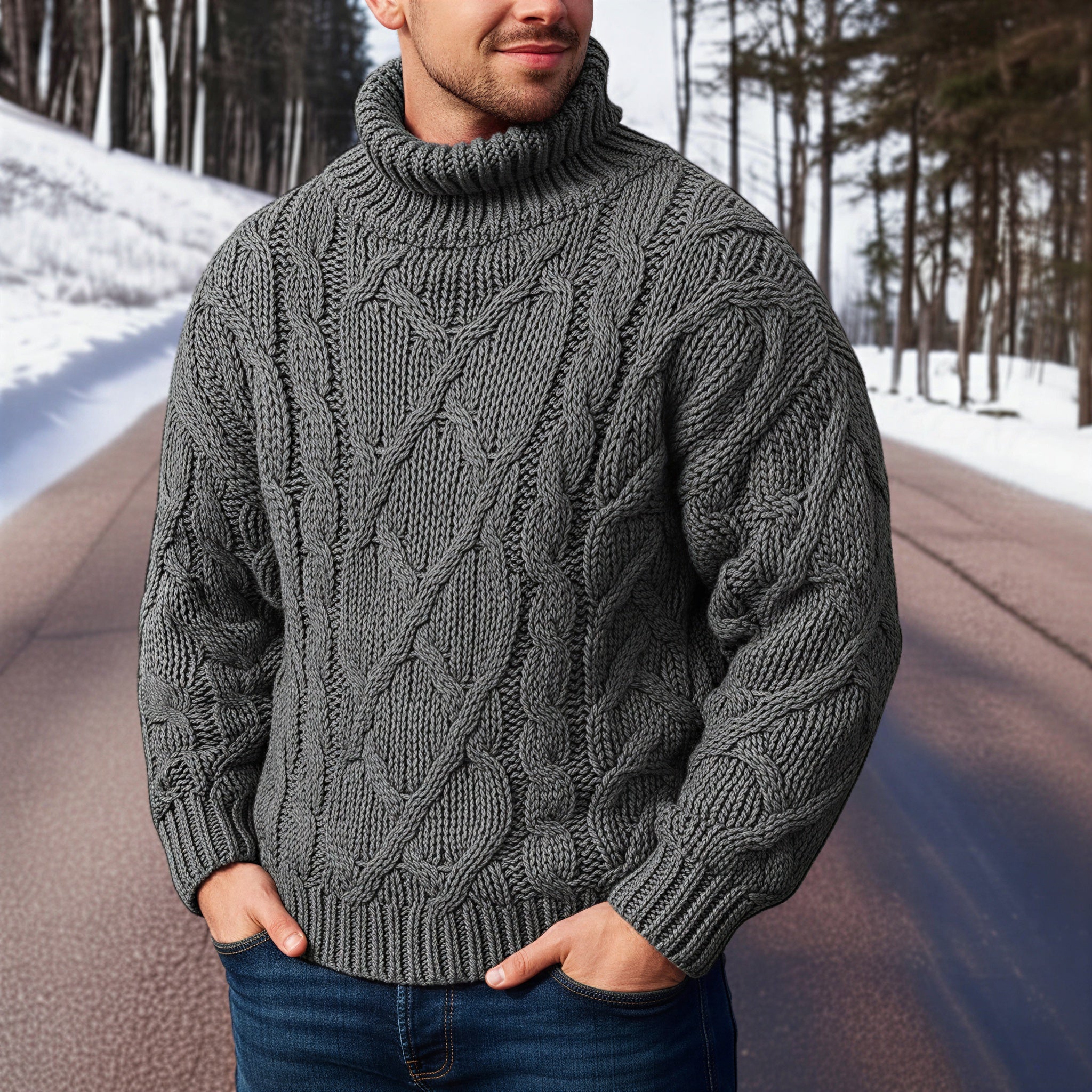 Afslappet Striktrøje | Groft Kabelmønster | Vinter