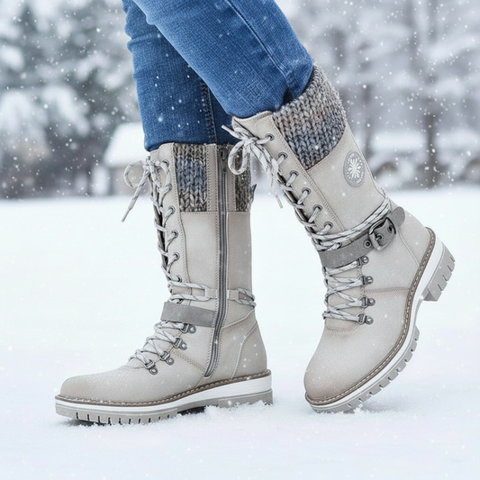 Vinterstøvler med strikkant | Komfortabel snørelukning | Vinter