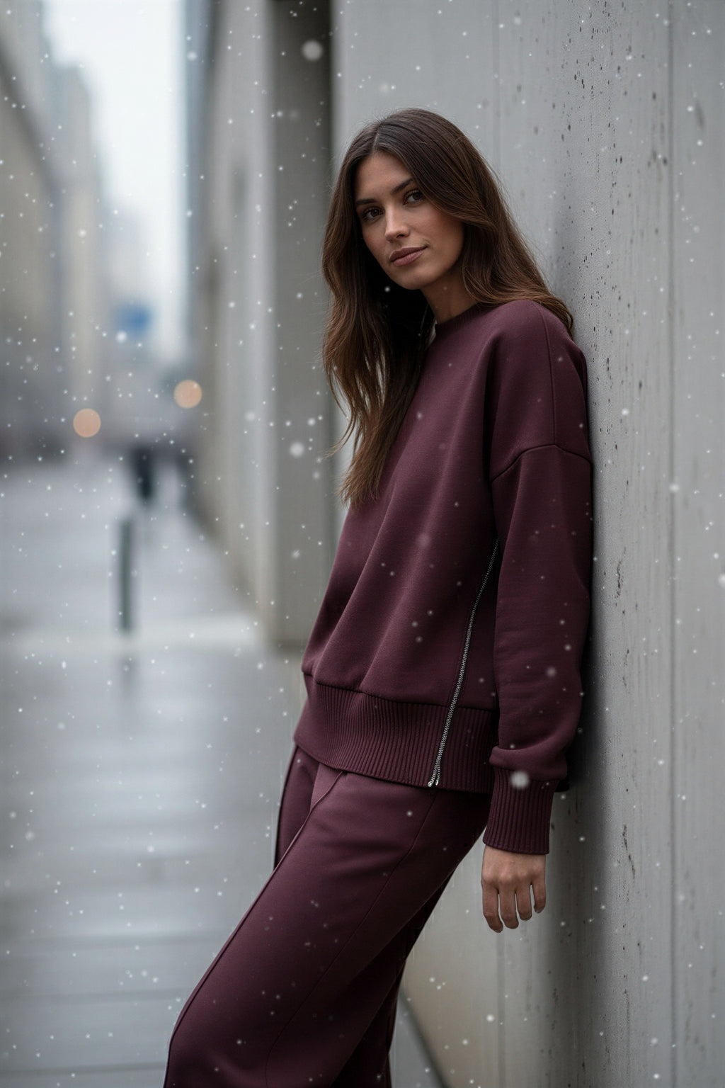 Afslappet Loungewear Sæt | Dybe Blomme Farver | Komfortabelt Design