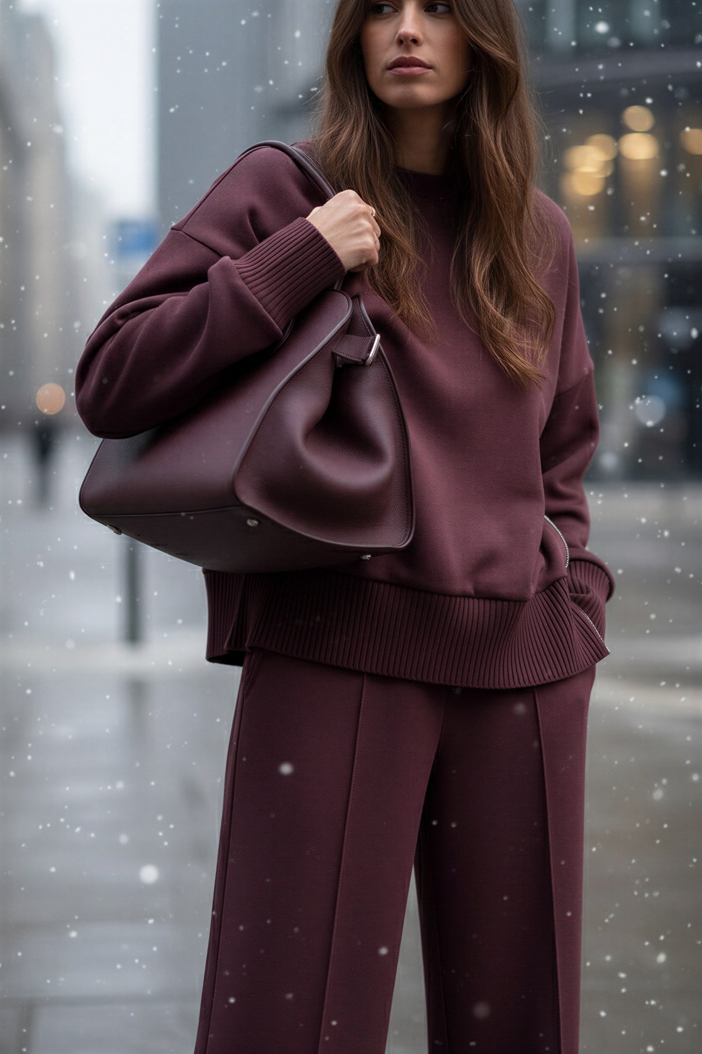 Afslappet Loungewear Sæt | Dybe Blomme Farver | Komfortabelt Design