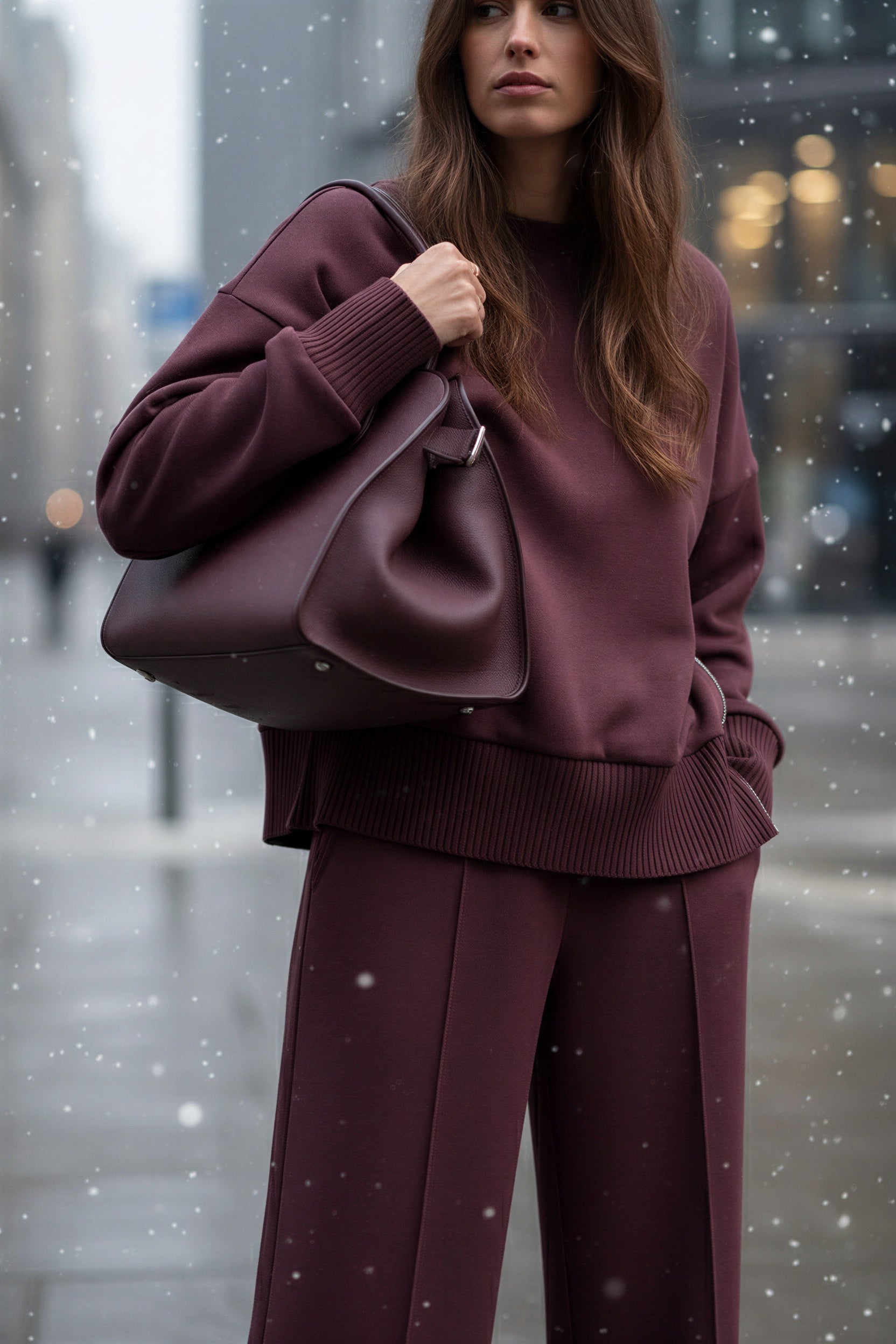 Afslappet Loungewear Sæt | Dybe Blomme Farver | Komfortabelt Design