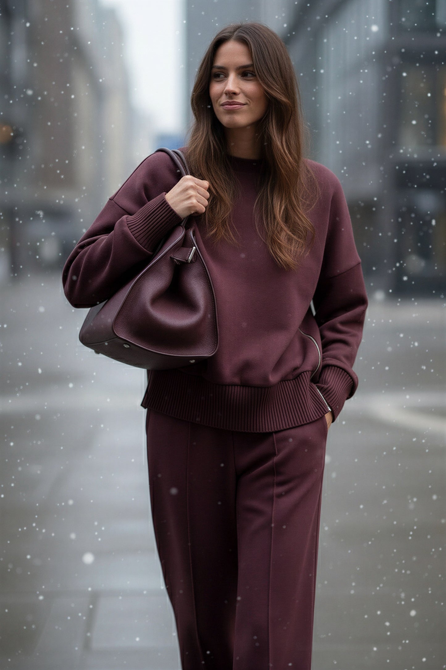 Afslappet Loungewear Sæt | Dybe Blomme Farver | Komfortabelt Design