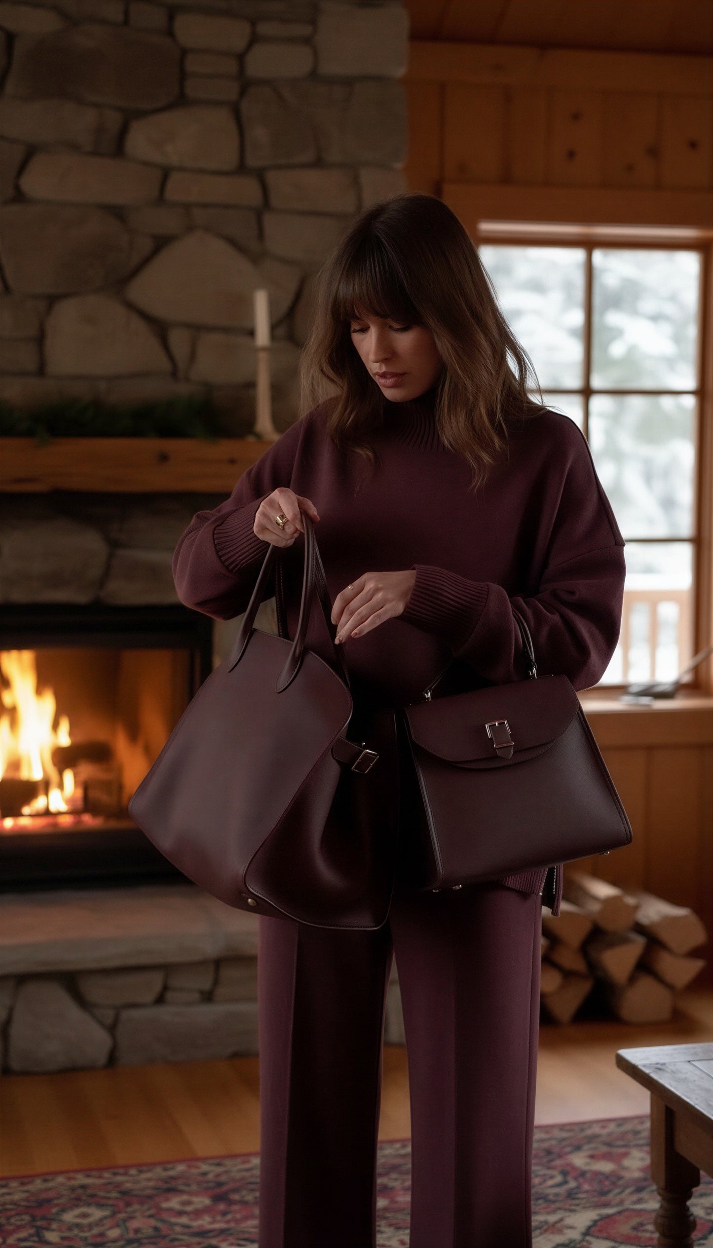 Afslappet Loungewear Sæt | Dybe Blomme Farver | Komfortabelt Design