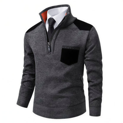 Herre Strikket Pullover | Tekstureret Strik & Suede-detaljer | Casual & Smart