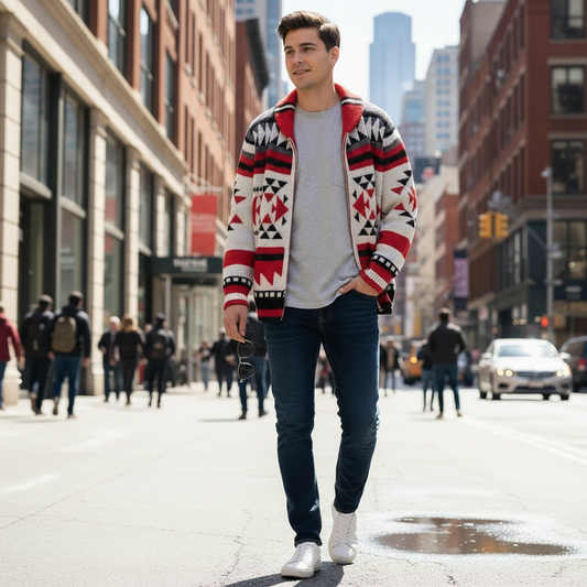 Boheme Kardigan | Geometrisk Mønster | Efterår/Vinter