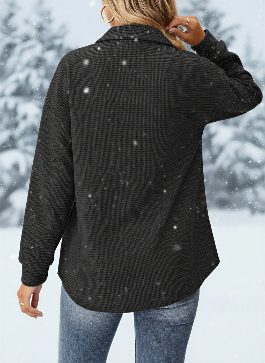 Afslappet Skjortejakke | Vaffelstrik | Casual Wear