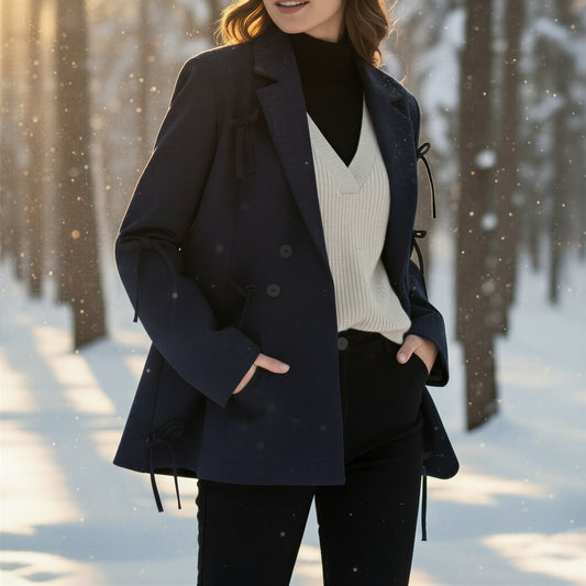 Moderne Blazerjakke | Dekorativ Sløjfe Detalje | All Season