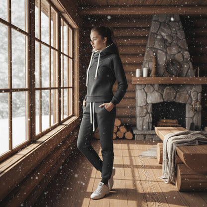 Afslappet Athleisure Sæt | Hættetrøje med Høj Krave | Helårsbrug