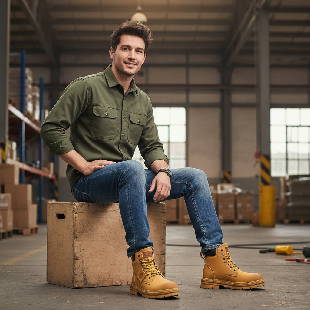 Robuste Arbejdsstøvler | Kontraststikning | Udendørs & Arbejde