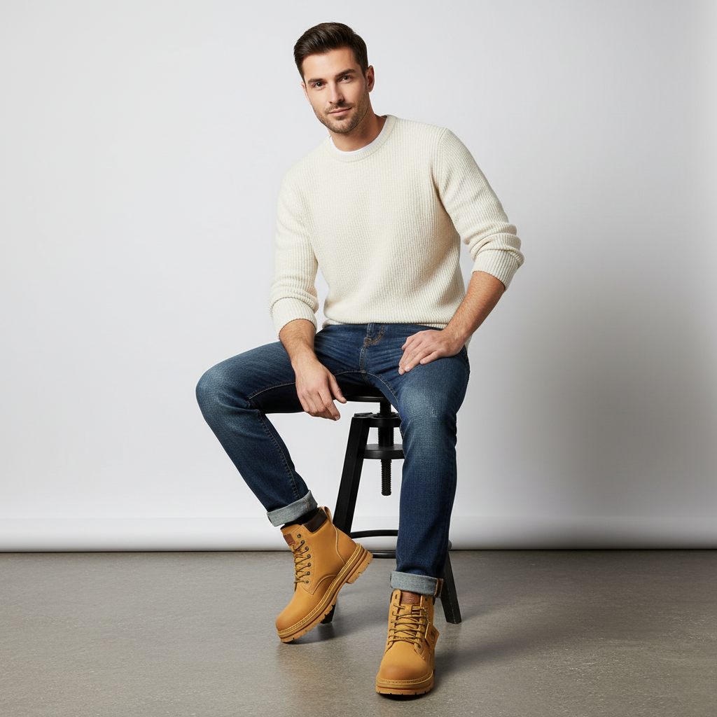 Robuste Arbejdsstøvler | Kontraststikning | Udendørs & Arbejde