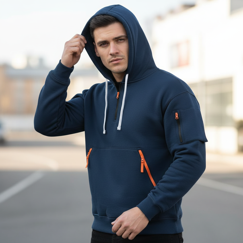 Utility Hættetrøje | Half-Zip Design | Til Alle Årstider