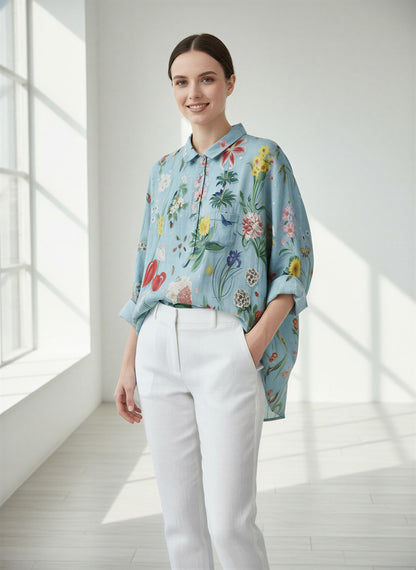 Bohème Bluse | Blomstertryk | Afslappet Pasform