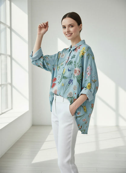 Bohème Bluse | Blomstertryk | Afslappet Pasform