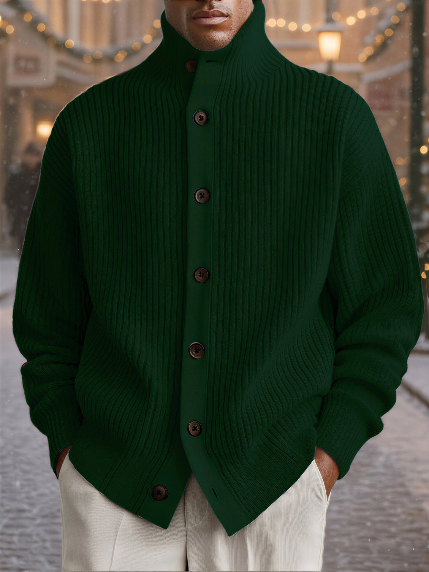 Norideen Strikket Cardigan | Høj Krave | Afslappet Stil