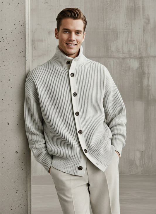 Norideen Strikket Cardigan | Høj Krave | Afslappet Stil