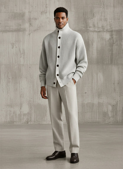 Norideen Strikket Cardigan | Høj Krave | Afslappet Stil