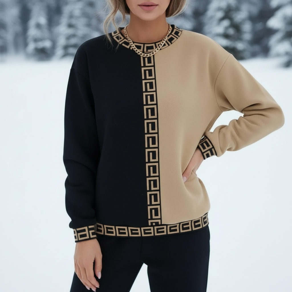 Afslappet Sweatshirt | Kontrastpaneler | Hverdag