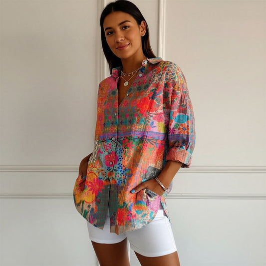 Boheme Viskose Skjorte | Blomsterprint | Casual