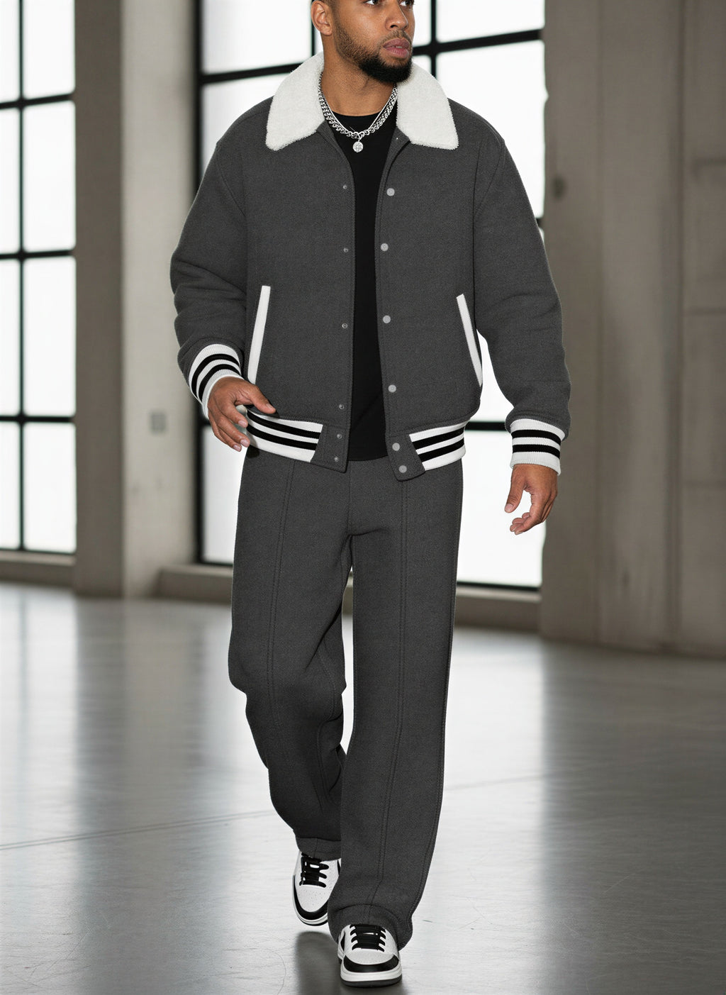 Afslappet Sæt med Faux Fur Krave | Sporty Design | Helårsbrug