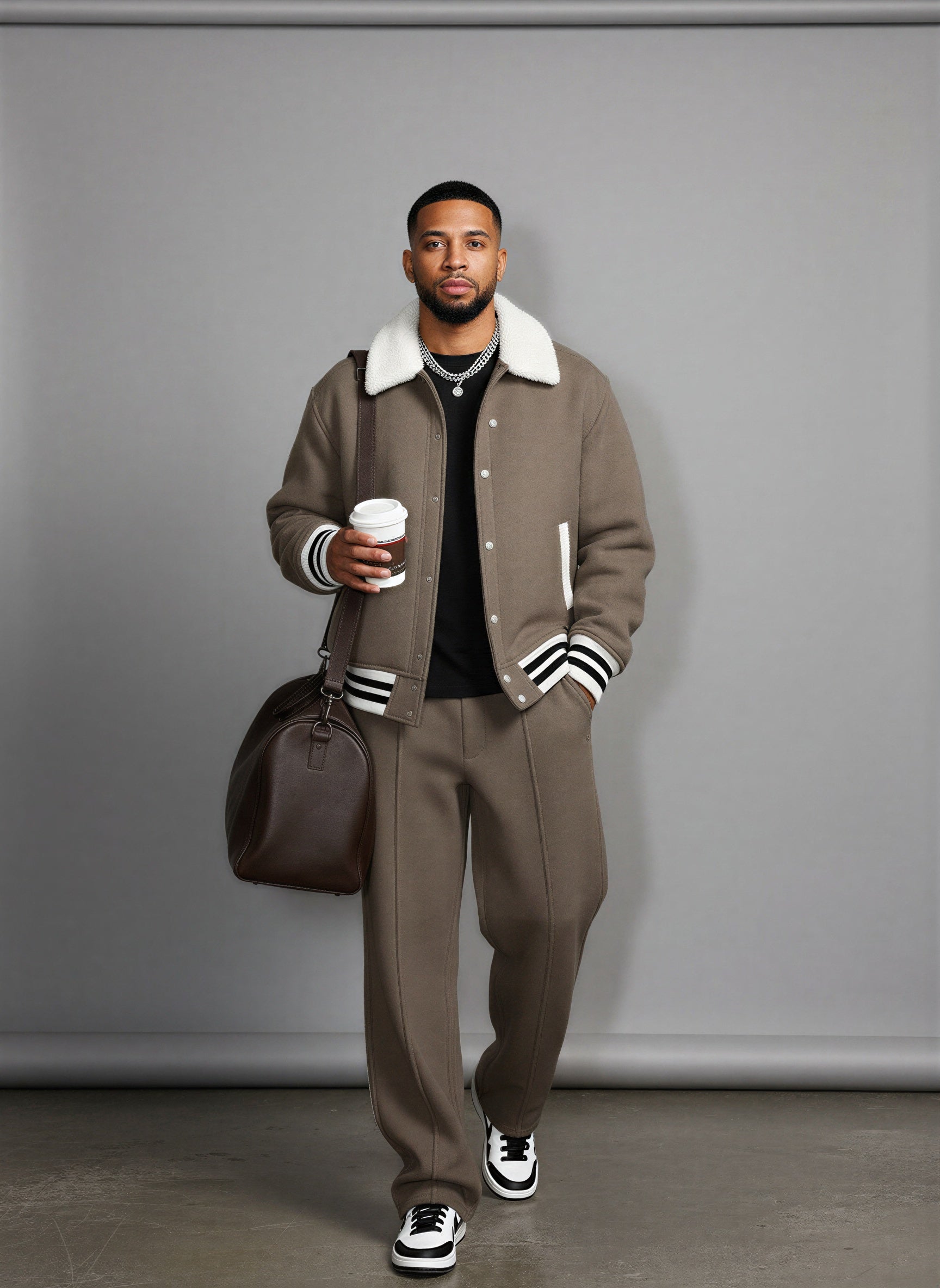 Afslappet Sæt med Faux Fur Krave | Sporty Design | Helårsbrug