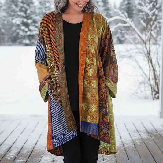 Boheme Kimono Cardigan | Patchwork Mønster | Casual Sommer
