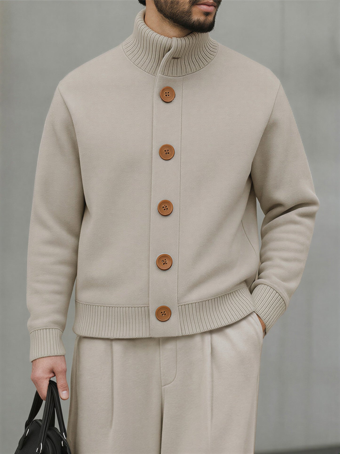 Afslappet Strik Sæt | Turtleneck & Vide Bukser | Hverdag & Rejse