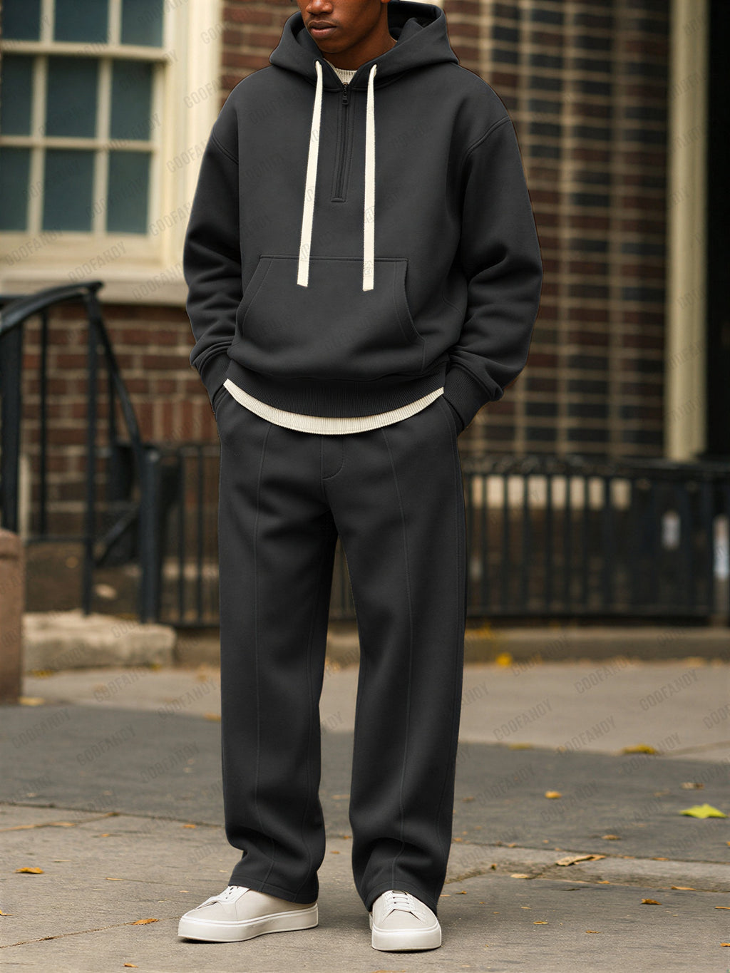 Afslappet Fleece Sæt | Komfortabel Hoodie & Joggers | Helårsbrug