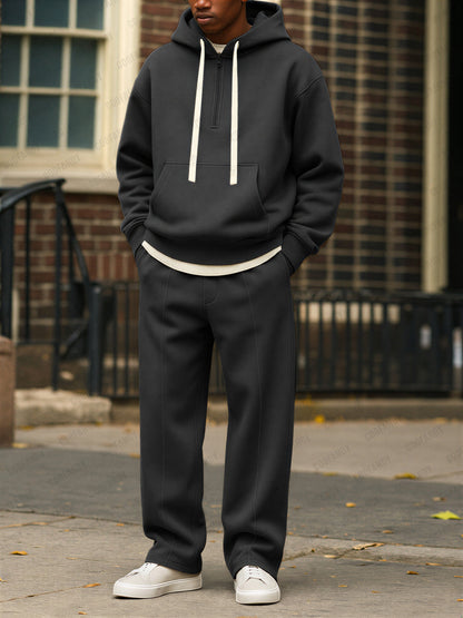 Afslappet Fleece Sæt | Komfortabel Hoodie & Joggers | Helårsbrug