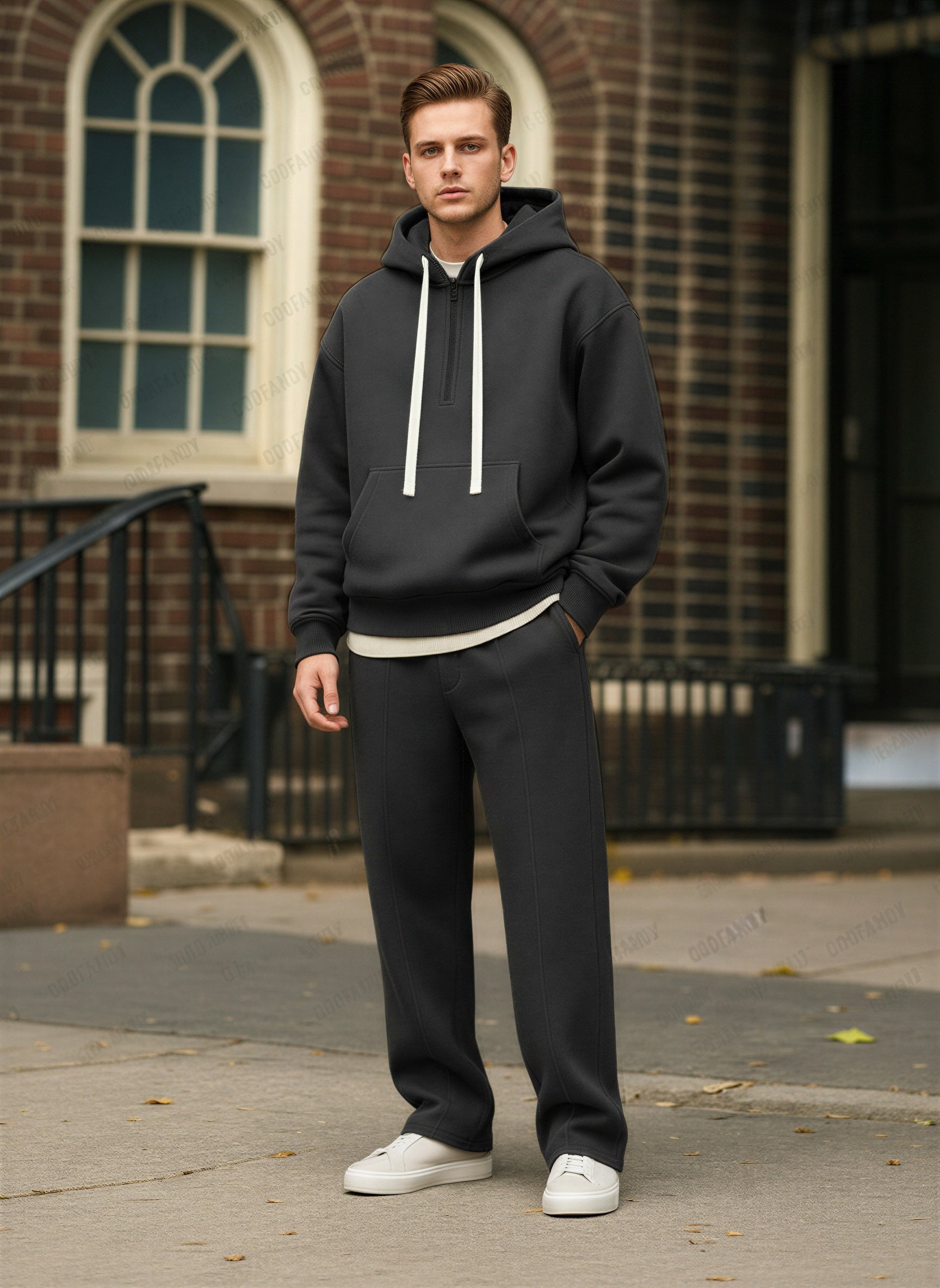 Afslappet Fleece Sæt | Komfortabel Hoodie & Joggers | Helårsbrug