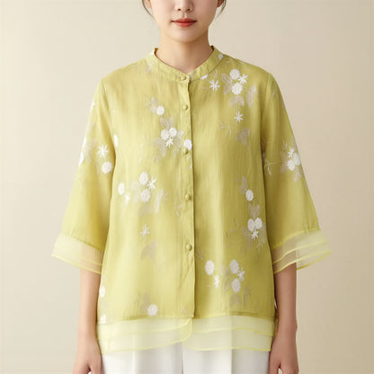 Elegant Broderet Bluse | Blomstermønster | Sommerens Must-Have
