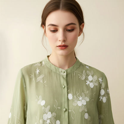 Elegant Broderet Bluse | Blomstermønster | Sommerens Must-Have