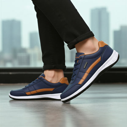 Klassiske Sneakers | Blå Med Kontraststriber | Hverdag