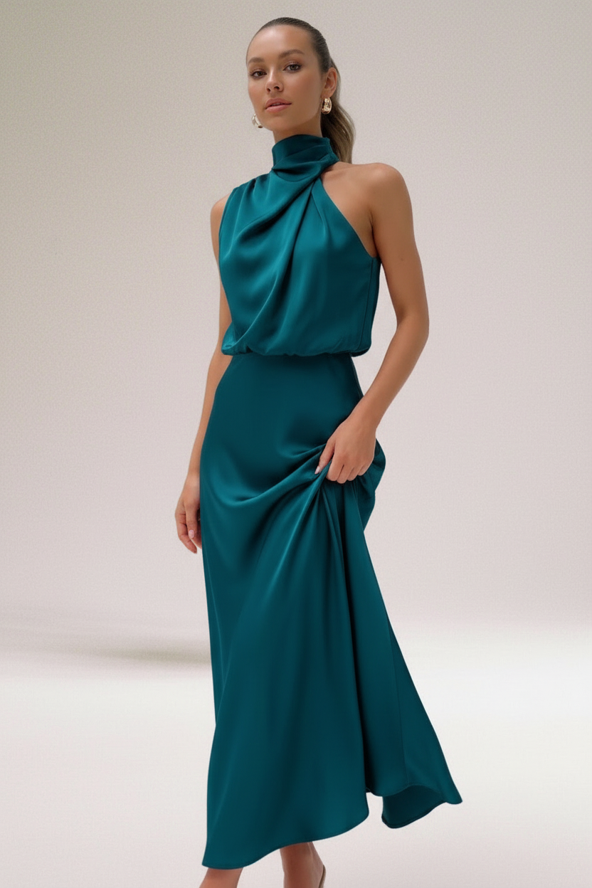 Elegant Kjole | Asymmetrisk draperet halsudskæring | Året rundt