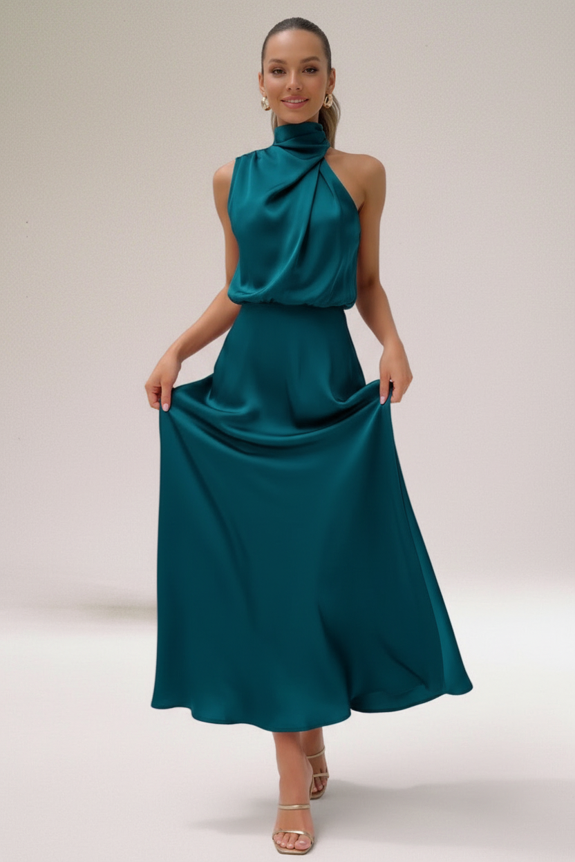 Elegant Kjole | Asymmetrisk draperet halsudskæring | Året rundt