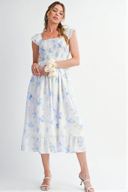 Boheme Midi kjole | Sammetning og blomsterprint | Forår/Sommer