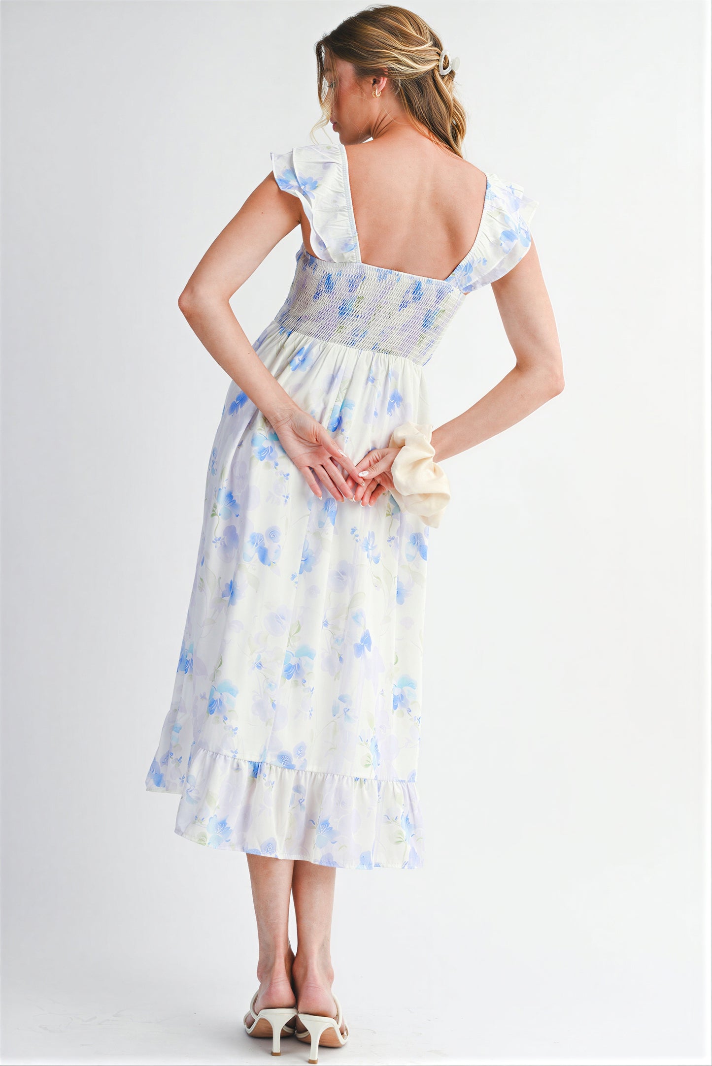 Boheme Midi kjole | Sammetning og blomsterprint | Forår/Sommer