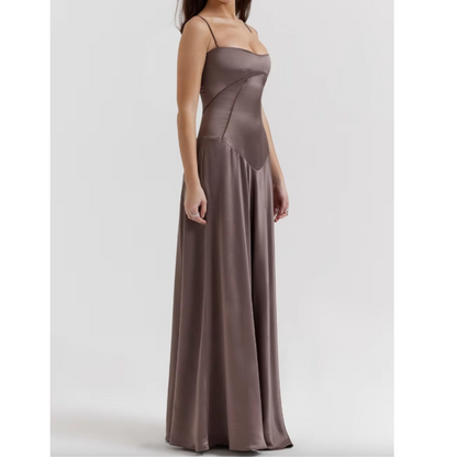 A-linje Gulvlang Kjole med Stropper