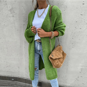 Dame Cardigan – Langline, Åben Front, Ribstrikket, Afslappet Stil-74479-181b82cb-1001-4fd5-8ada-3bb71e033d4f