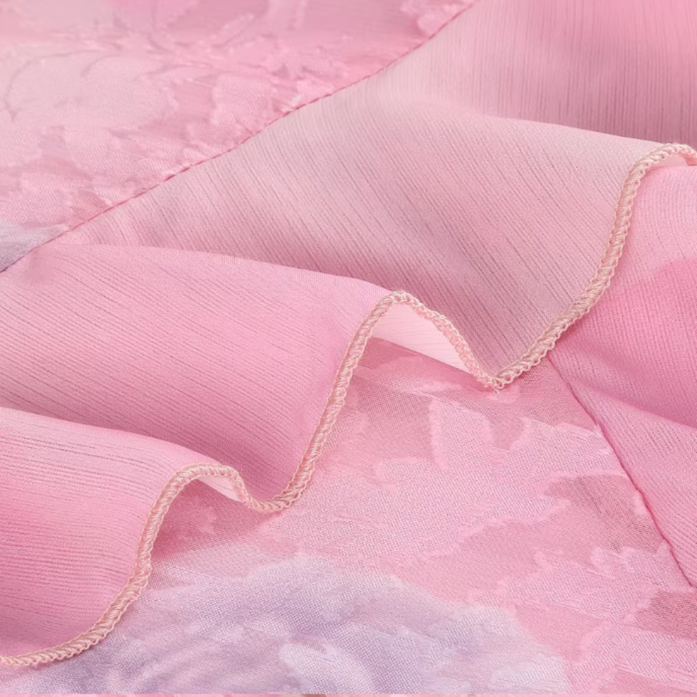 Blomstret Kjole med Spaghettistropper og Flæser