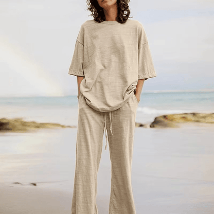 Afslappet Activewear Sæt - Vide Ben