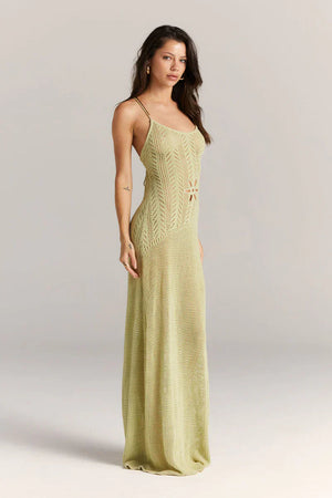 Norideen Dame Maxi Kjole – Strikket, Blomsterudskæring, Åben Strik, Spaghetti Stropper-83282-1d7792d1-5ab2-49f5-a24f-f180526c4676