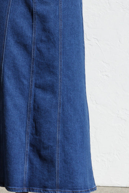 Klassisk Denim Nederdel - Lige Midi Silhuet