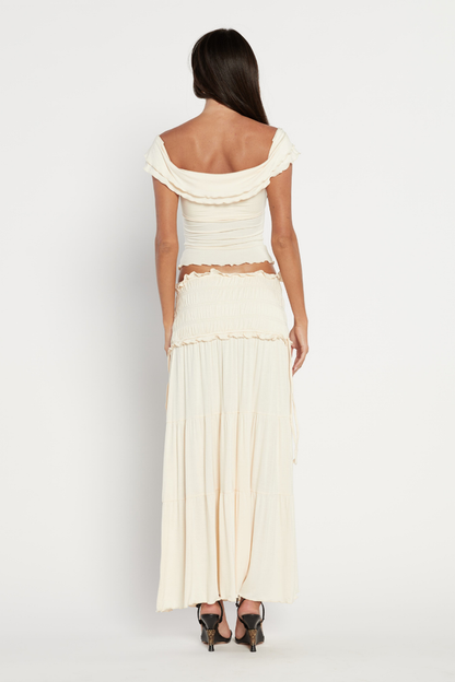 Boheme Top & Maxi Nederdel Sæt - Flæsekanter