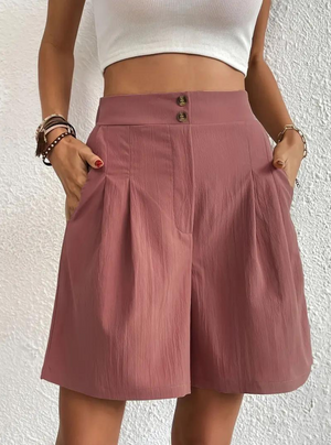 Kvinders Shorts – Højtaljede Plisserede med Funktionelle Lommer, Elegant Stil-82558-253c3e4a-40a9-40eb-ba92-a5806ab7a510
