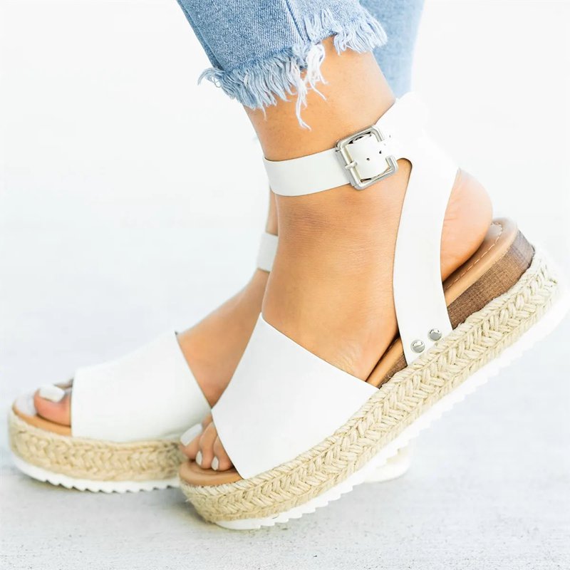 Platform Sandaler med Vævet Jute Detalje