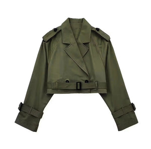 Cropped Trenchcoat med Bælte