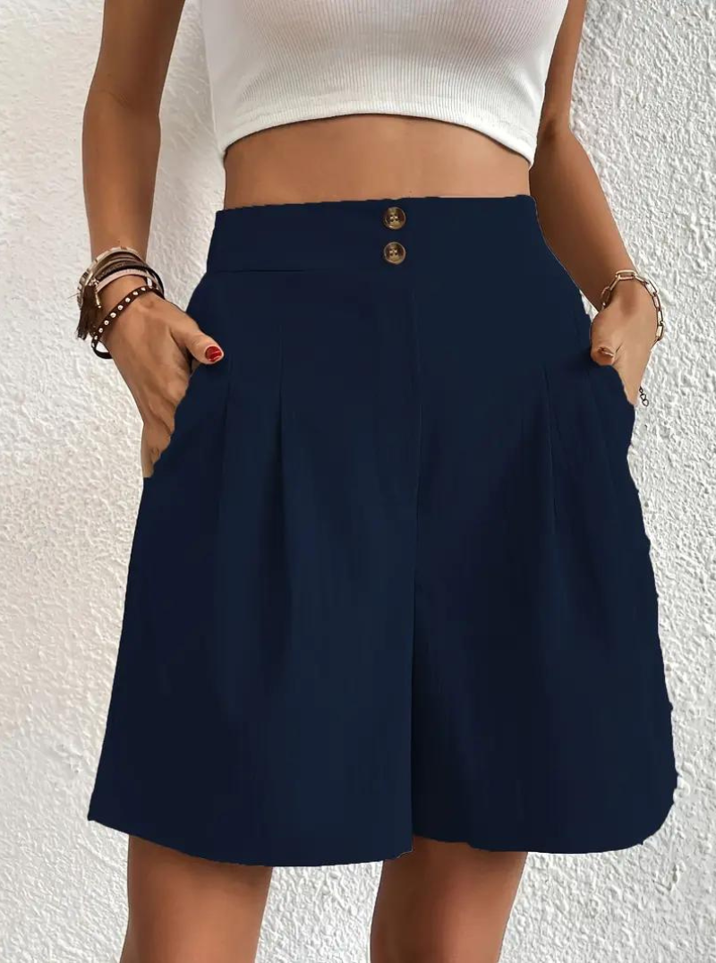 Kvinders Shorts – Højtaljede Plisserede med Funktionelle Lommer, Elegant Stil-82558-2af8b784-dd3a-403a-a034-97b7fb21e7a0