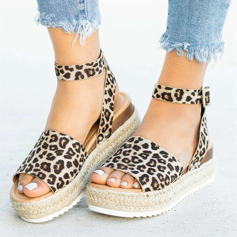 Platform Sandaler med Vævet Jute Detalje