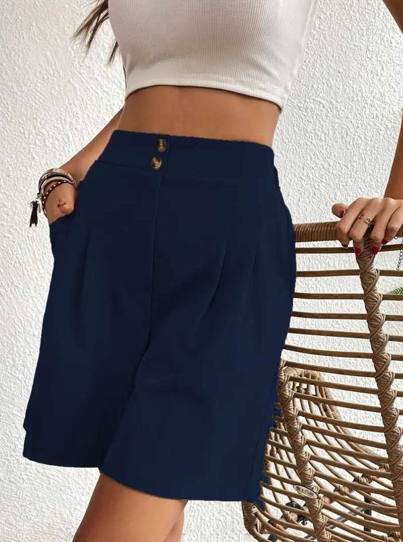 Kvinders Shorts – Højtaljede Plisserede med Funktionelle Lommer, Elegant Stil-82558-2bc6c582-403e-418e-94f2-c5c0d461ca22