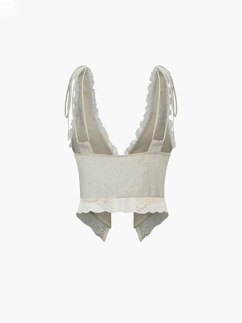 Sommer Top med Blonde V-Hals